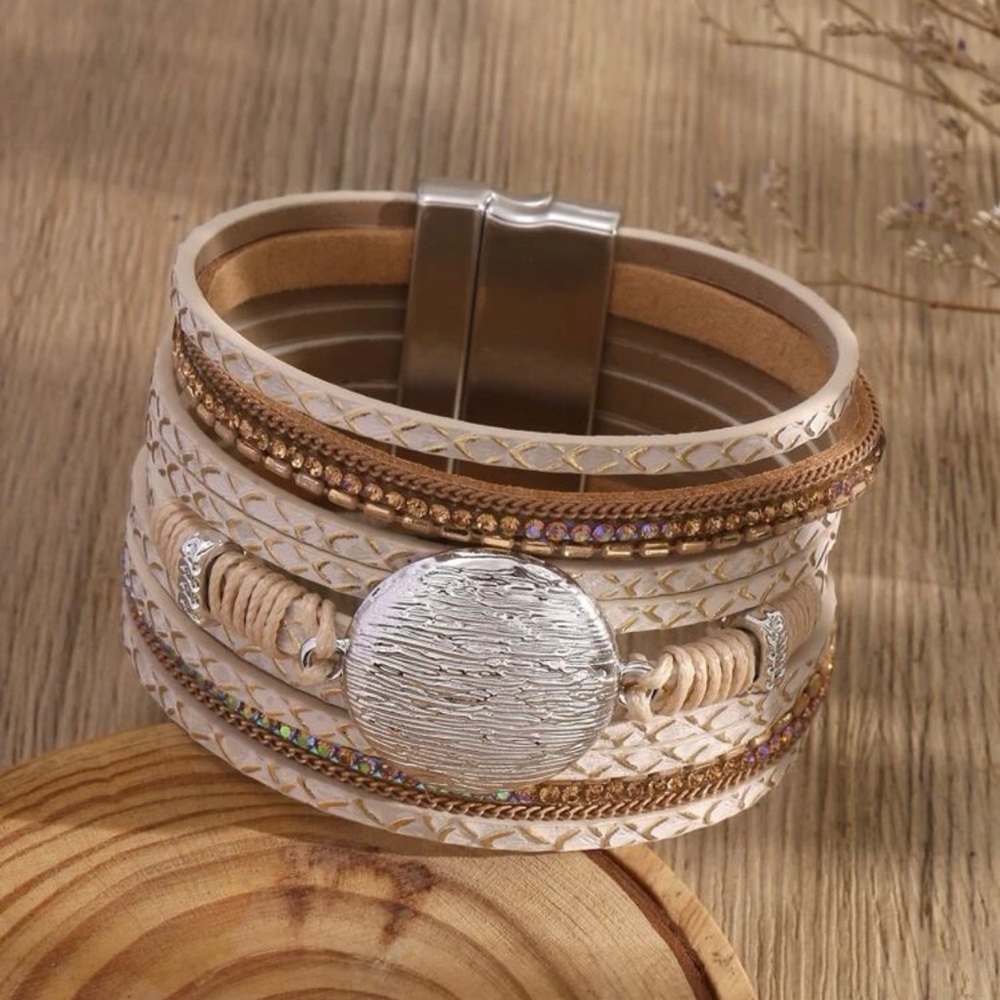 Rhinestone Layered Round Bracelet